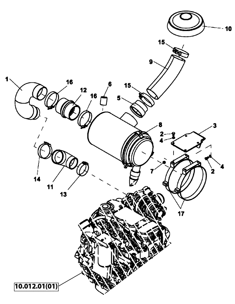 Схема запчастей Case DV213 - (10.202.04) - AIR CLEANER (GROUP 135A-ND135191) (10) - ENGINE