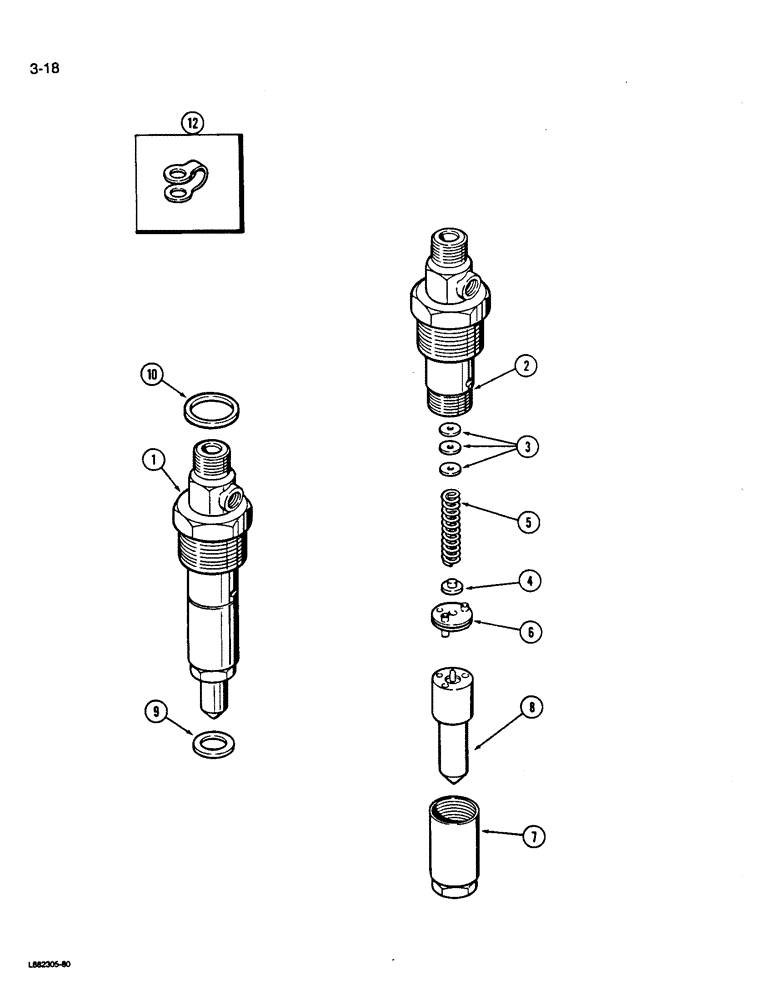 Схема запчастей Case W14B - (3-18) - FUEL INJECTION NOZZLE, 6-590 ENGINE (NATURAL ASPIRATED) (03) - FUEL SYSTEM