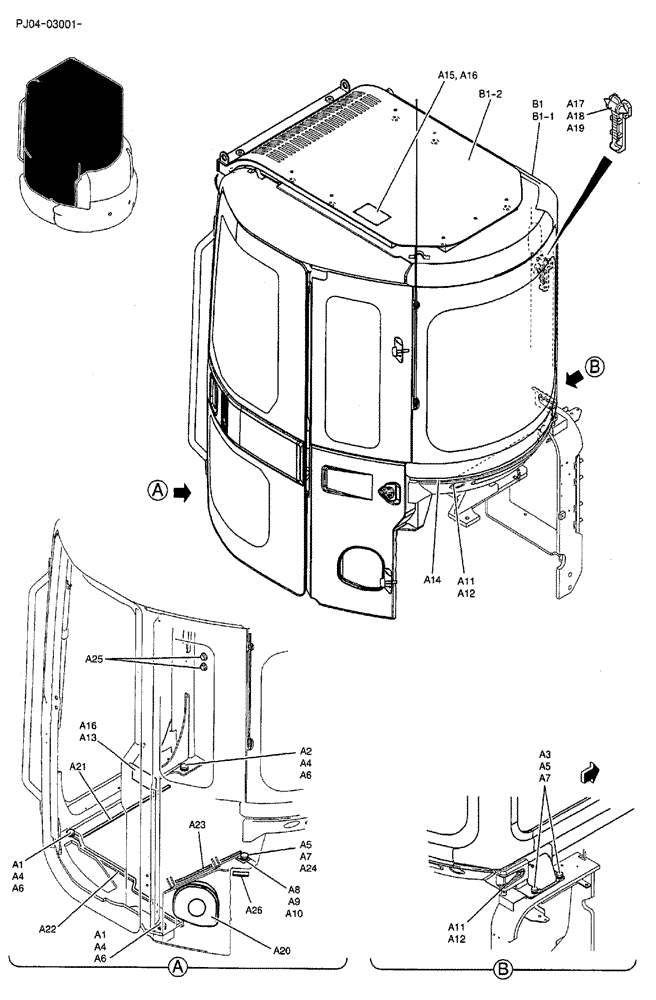 Схема запчастей Case CX50B - (02-063) - CAB INSTAL, P/N PW02G00039F1 (05) - SUPERSTRUCTURE