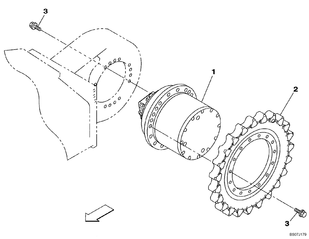 Схема запчастей Case CX135SR - (06-01) - TRACK DRIVE ASSY (06) - POWER TRAIN