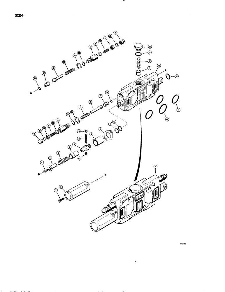 Схема запчастей Case 1150 - (224) - D48841 LOADER TILT SECTION (07) - HYDRAULIC SYSTEM