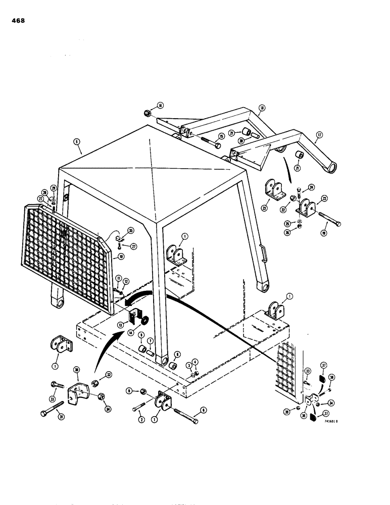 Схема запчастей Case 1150B - (468) - ROLL-OVER PROTECTION STRUCTURE (05) - UPPERSTRUCTURE CHASSIS