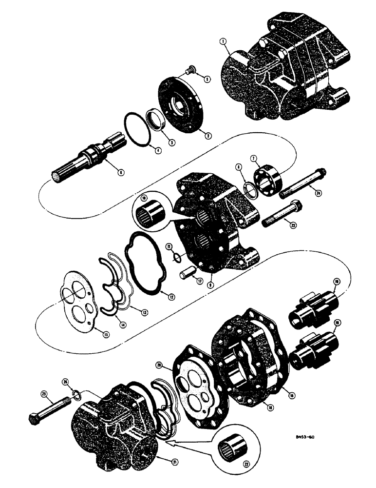 Схема запчастей Case 320 - (64) - D26066 HEAVY DUTY HYDRAULIC PUMP (19 G.P.M.) (00) - COMPLETE MACHINE