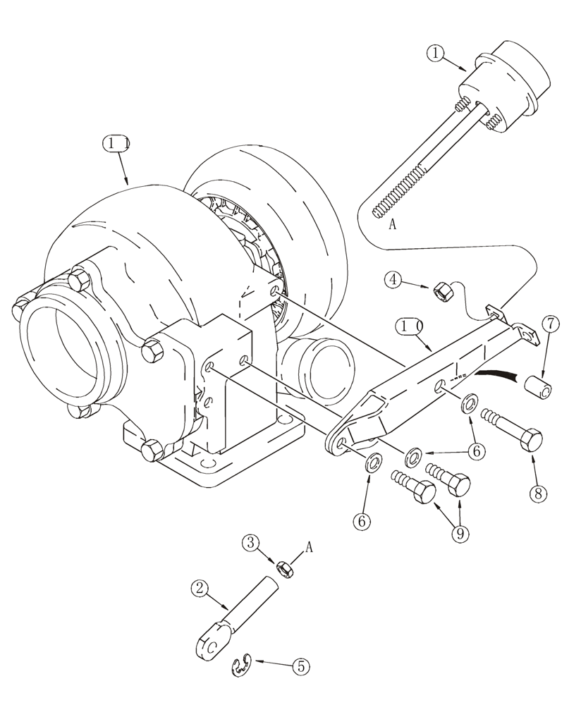 Схема запчастей Case 521D - (02-17) - WASTEGATE ACTUATOR (02) - ENGINE