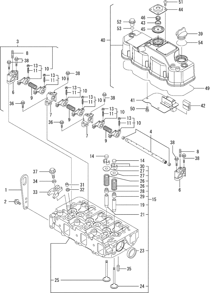 Схема запчастей Case CX36B - (08-004) - CYLINDER HEAD & BONNET (10) - ENGINE