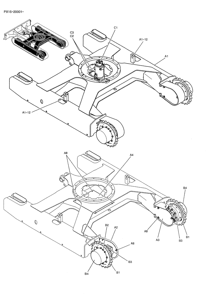 Схема запчастей Case CX36B - (02-001) - LOW GROUP (04) - UNDERCARRIAGE