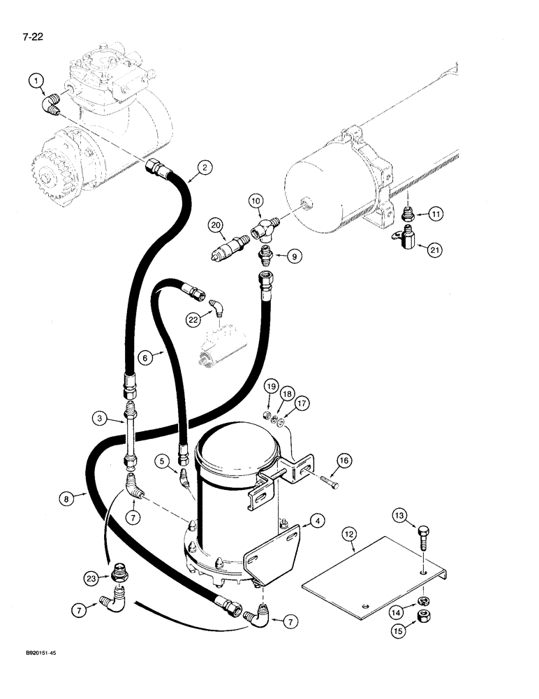 Схема запчастей Case 721 - (7-22) - AIR DRYER SYSTEM, WITH AIR DRYER MOUNTED ON REAR FRAME (07) - BRAKES