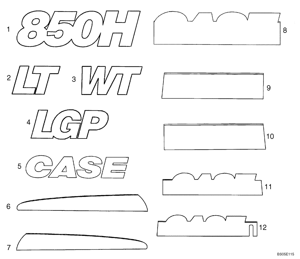 Схема запчастей Case 850H - (09-37A) - DECALS - MODEL, REFLECTIVE - IF USED (09) - CHASSIS/ATTACHMENTS