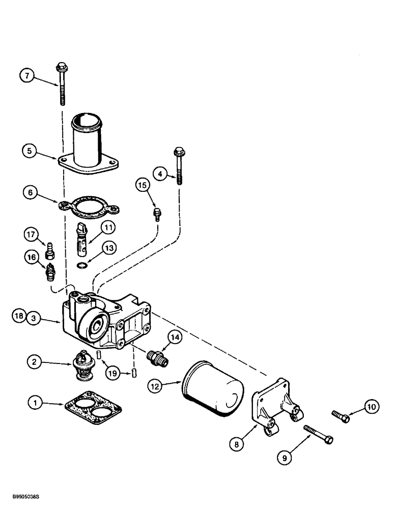 Схема запчастей Case 721B - (2-30) - THERMOSTAT HOUSING, 6T-830 ENGINE, PRIOR TO LOADER P.I.N. JEE053200 (02) - ENGINE