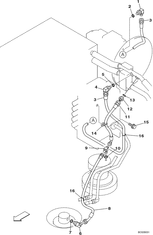 Схема запчастей Case CX130 - (08-017) - HYDRAULICS - DRAIN LINE - BLADE MODELS WITHOUT LOAD HOLD (DAC0713099 - DAC0713245) (08) - HYDRAULICS