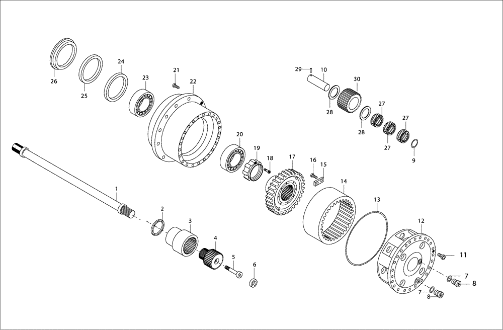 Схема запчастей Case 330B - (33A00000727[001]) - WHEEL REDUCTION GEAR, REAR AXLE (87516545) (11) - AXLES/WHEELS