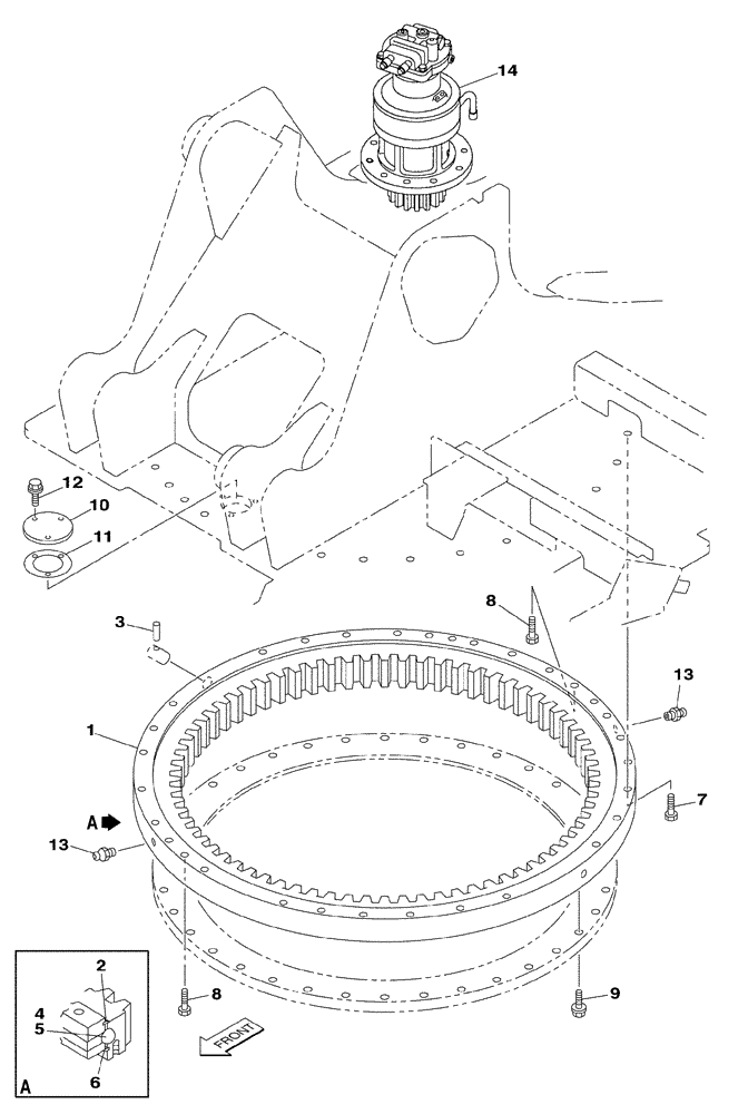 Схема запчастей Case CX240 - (09-01-01) - TURNTABLE BEARING (09) - CHASSIS