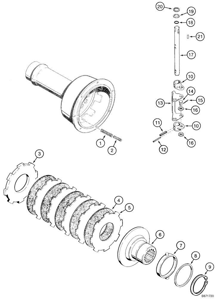 Схема запчастей Case TF300B - (07-01) - TRANSMISSION ASSY BRAKE ASSY AND LINKAGE (07) - BRAKES