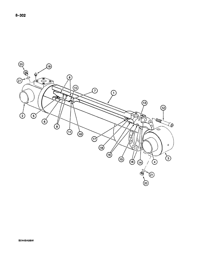 Схема запчастей Case 125B - (8-302) - ARM CYLINDER - P8346710, IF USED, CYLINDERS WITHOUT IDENTIFICATION LETTER (08) - HYDRAULICS