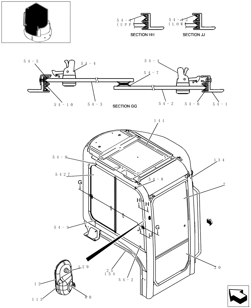 Схема запчастей Case CX31B - (180-01[2]) - CAB - COMPONENTS (90) - PLATFORM, CAB, BODYWORK AND DECALS