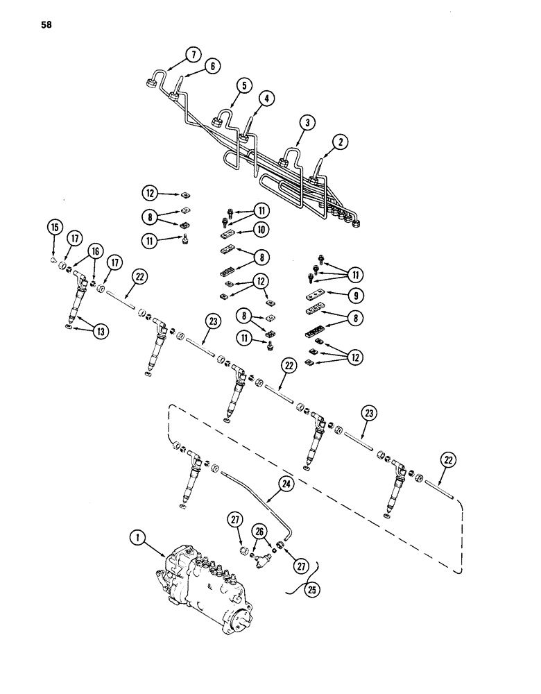 Схема запчастей Case 880C - (058) - FUEL INJECTION SYSTEM, 504BD DIESEL ENGINE (02) - FUEL SYSTEM