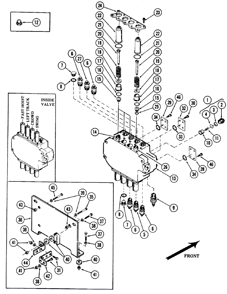 Схема запчастей Case 50 - (8-168) - 4-SPOOL MAIN CONTROL VALVE (INSIDE) (08) - HYDRAULICS