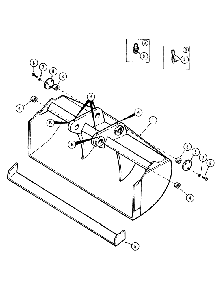 Схема запчастей Case 50 - (9-272) - 60" DITCH BUCKET (09) - CHASSIS