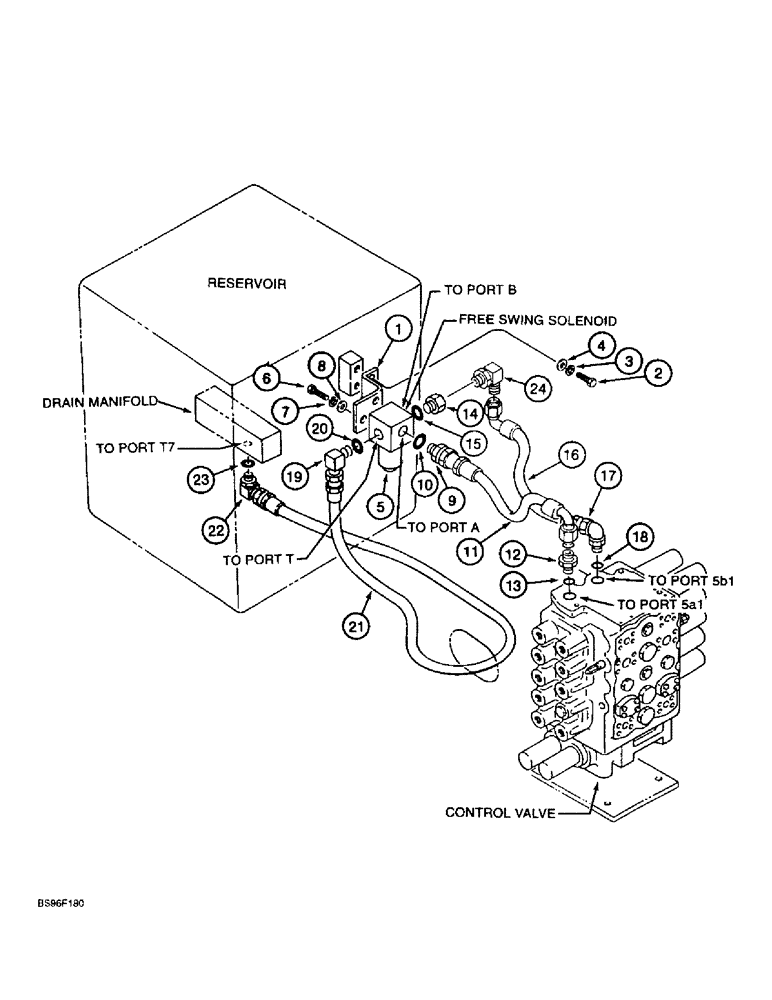 Схема запчастей Case 9060B - (8-072) - FREE SWING CIRCUIT (08) - HYDRAULICS