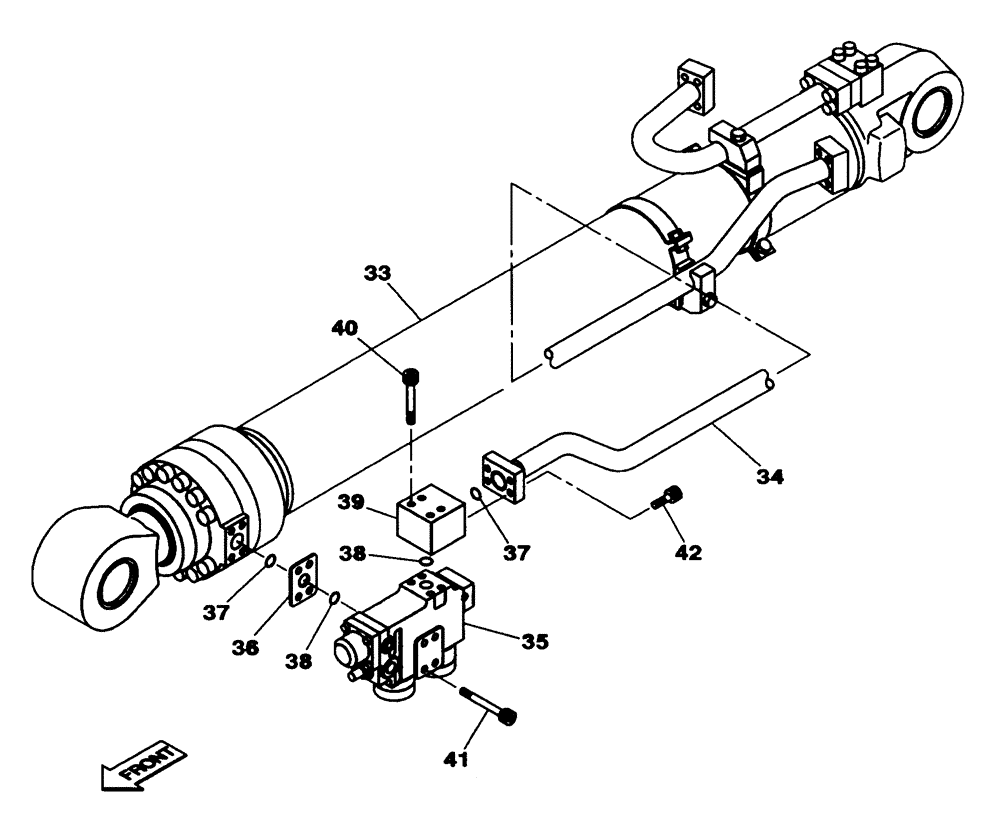 Схема запчастей Case CX350 - (08-055-00[01]) - HYDRAULIC CIRCUIT - DIPPER CYLINDER - WITH VALVE, PRESSURE RELIEF (08) - HYDRAULICS