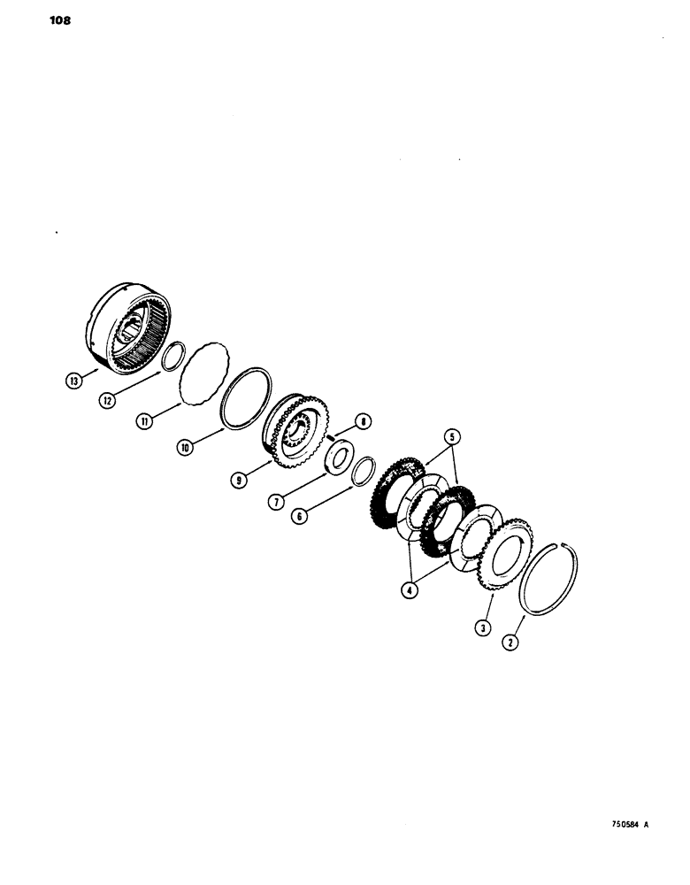 Схема запчастей Case 450 - (108) - TRANSMISSION HIGH AND LOW SPEED CLUTCH, CORE (03) - TRANSMISSION