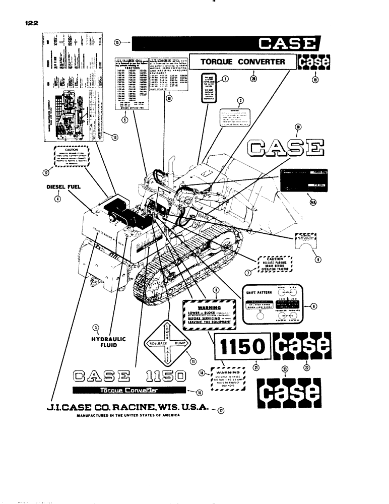 Схема запчастей Case 1150 - (122) - DECALS (05) - UPPERSTRUCTURE CHASSIS