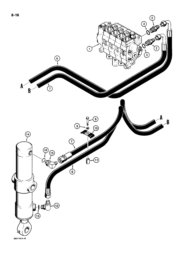 Схема запчастей Case 550 - (8-16) - RIPPER HYDRAULIC CIRCUIT (08) - HYDRAULICS