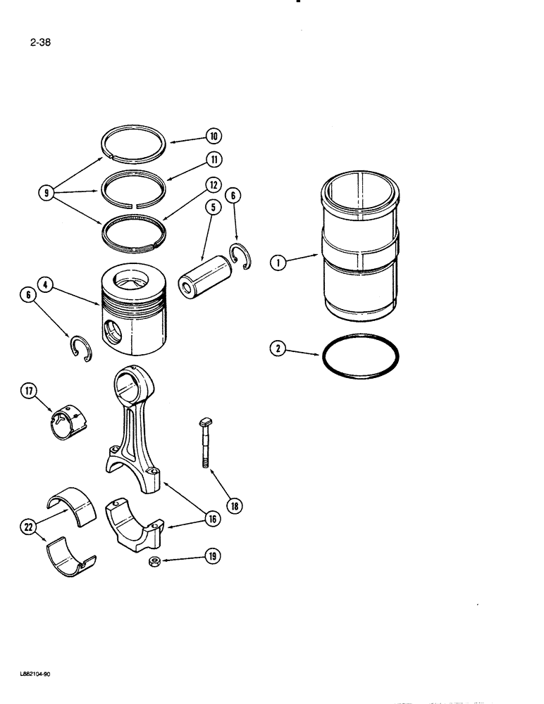 Схема запчастей Case 1550 - (2-38) - PISTONS, 6T-830 ENGINE (02) - ENGINE