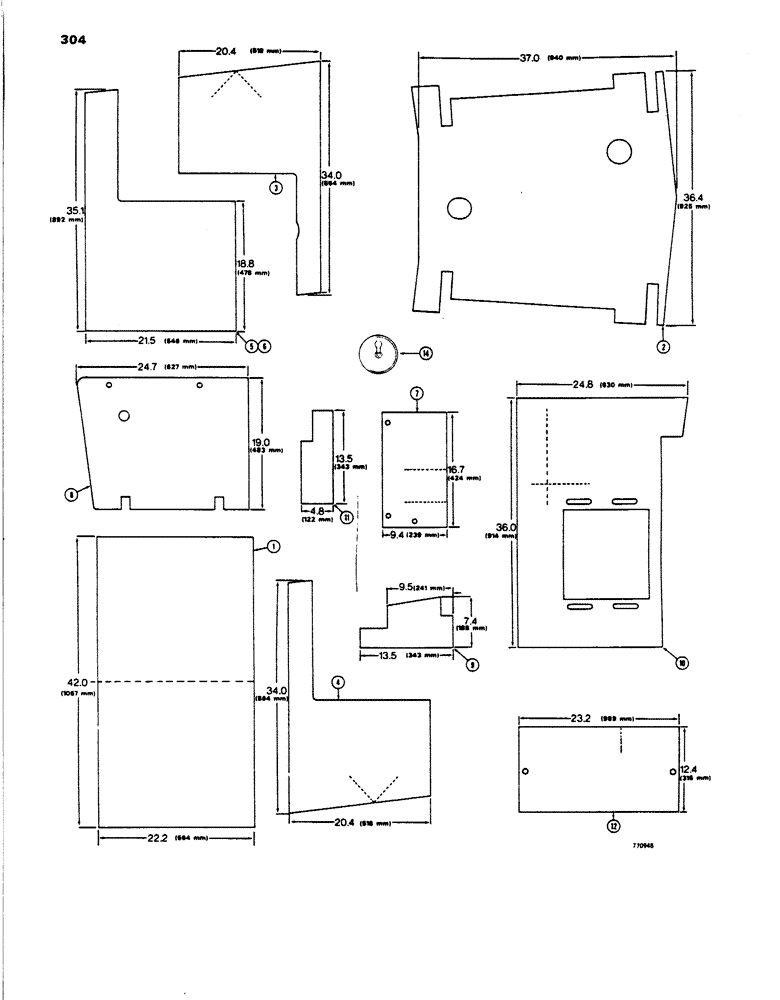 Схема запчастей Case 450 - (304) - NOISE REDUCTION PADS (05) - UPPERSTRUCTURE CHASSIS