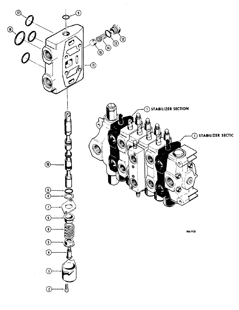 Схема запчастей Case 36 - (48) - D40754 BACKHOE STABILIZER SECTION 