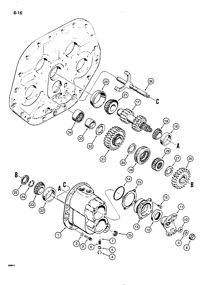 Схема запчастей Case 855D - (6-16) - TRANSMISSION RANGE SHIFT (06) - POWER TRAIN