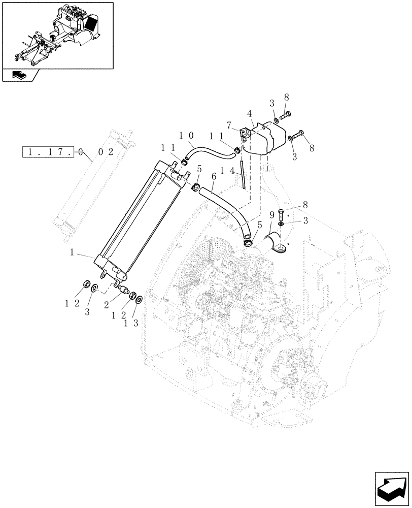 Схема запчастей Case 21E - (1.17.0[01]) - COOLING SYSTEM (02) - ENGINE EQUIPMENT