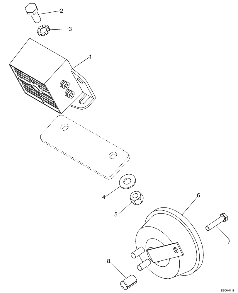 Схема запчастей Case 1150K - (04-19) - ALARM, BACKUP - HORN (04) - ELECTRICAL SYSTEMS