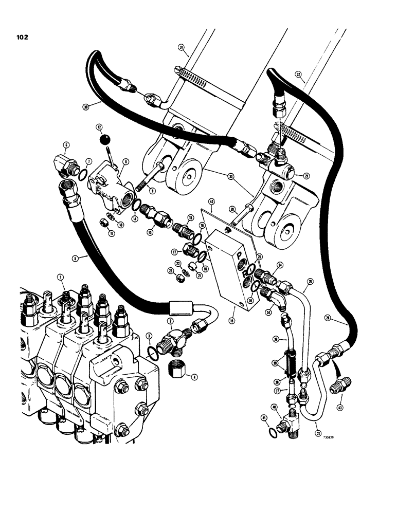 Схема запчастей Case 35 - (102) - BOOM LOCKOUT HYDS, COMMERCIAL - CROSS VALVES, USED ON MDLS W/ BACKHOE SN 5219901 THRU 5222134 