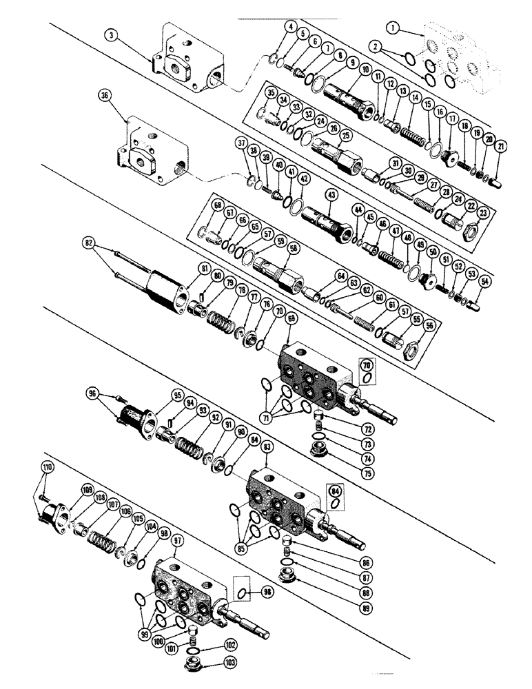 Схема запчастей Case 800 - (304) - HYDRAULIC VALVE SECTIONS, BODIES, CAPS, SPOOLS, SEALS (07) - HYDRAULIC SYSTEM