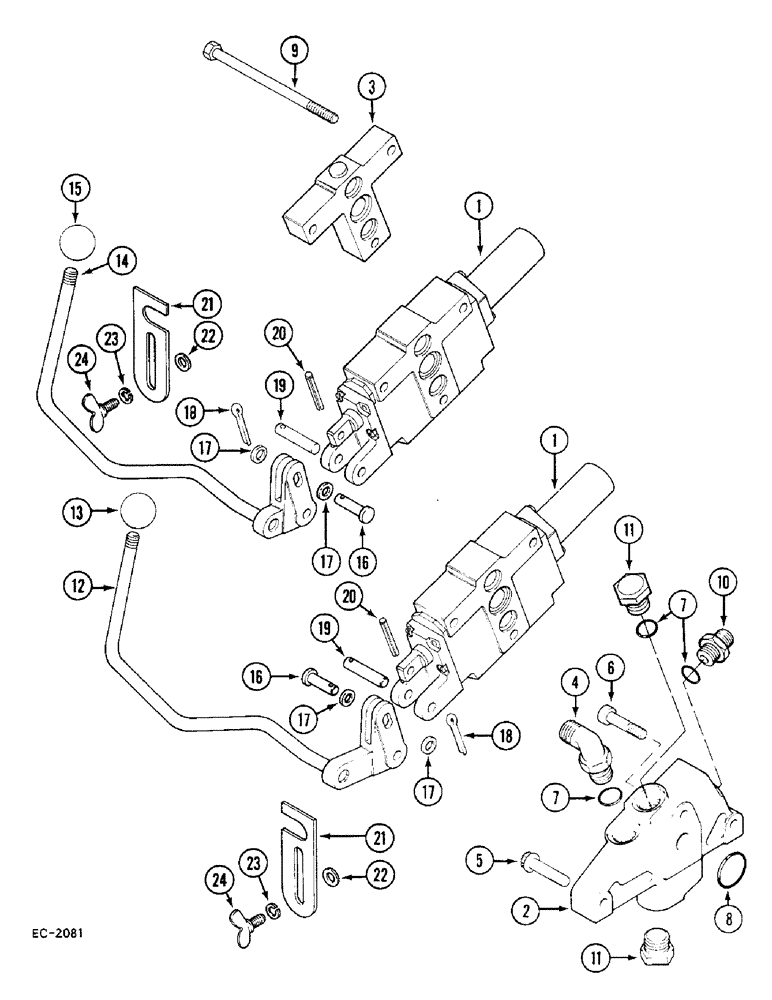 Схема запчастей Case 380B - (8-264) - AUXILIARY VALVES AND CONTROLS, BOSCH (08) - HYDRAULICS