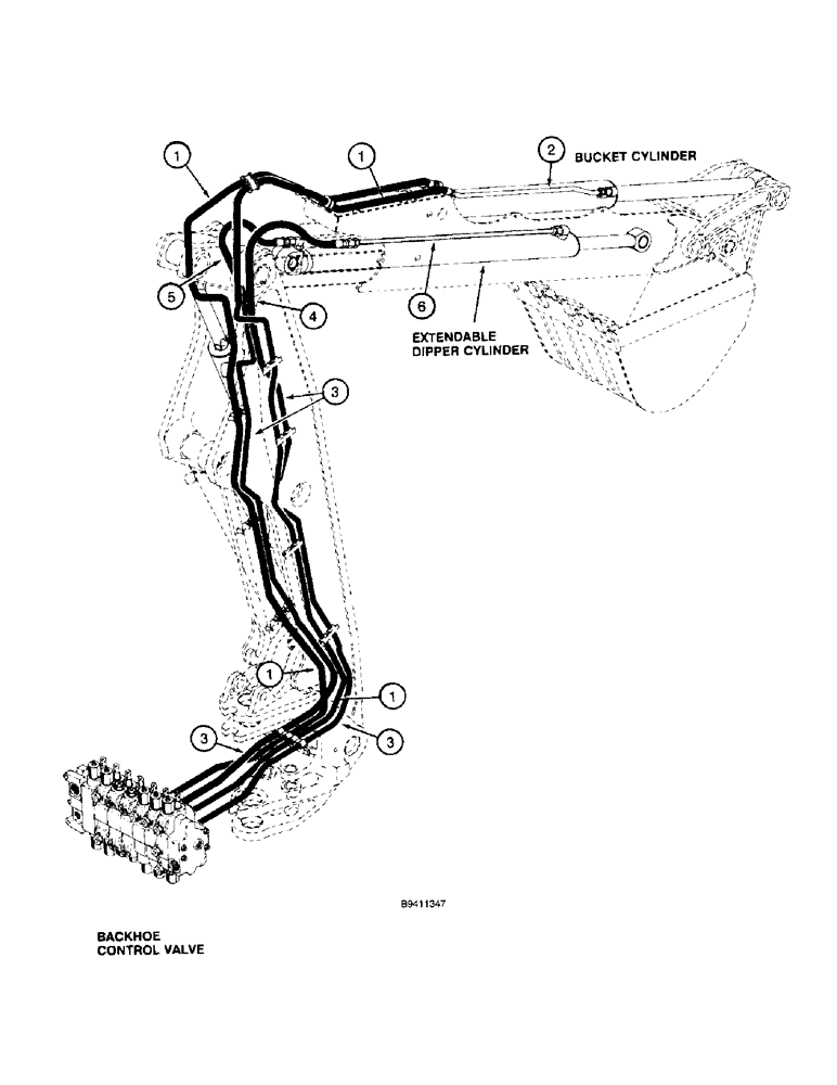 Схема запчастей Case 570LXT - (1-22) - PICTORIAL INDEX, BACKHOE HYDRAULICS, EXTENDABLE DIPPER (00) - PICTORIAL INDEX