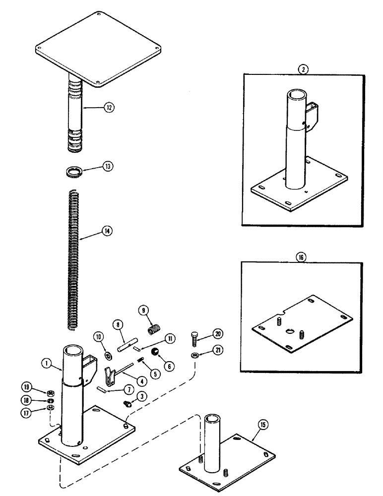 Схема запчастей Case 580B - (224) - SEAT POST (09) - CHASSIS/ATTACHMENTS