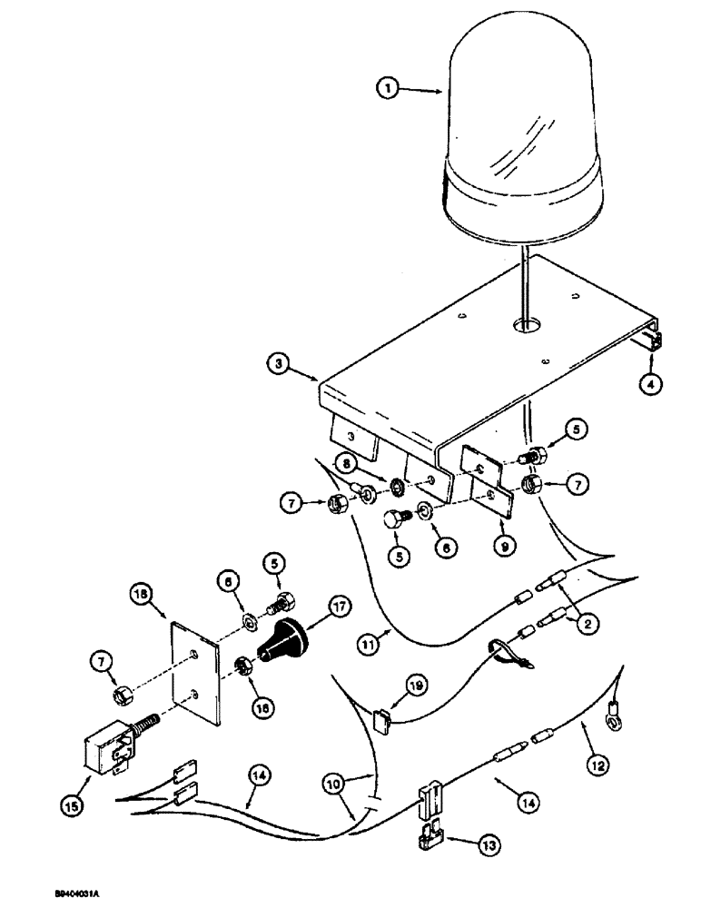 Схема запчастей Case 1825 - (4-34) - ROTATING BEACON, EUROPEAN MODELS, PRIOR TO P.I.N. JAF0140357 (04) - ELECTRICAL SYSTEMS