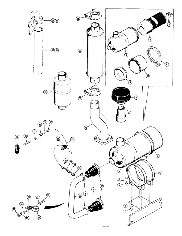 Схема запчастей Case 680CK - (064) - AIR CLEANER AND MUFFLER (10) - ENGINE