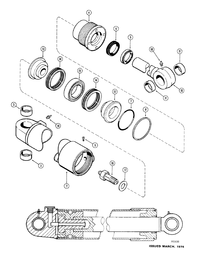 Схема запчастей Case 680CK - (322) - G34900 BOOM CYLINDER, 5" DIA. CYLINDER WITH 39-3/16" STROKE W/ TWO PIECE GLAND SEAL (35) - HYDRAULIC SYSTEMS