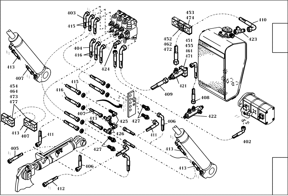 Схема запчастей Case 21D - (20.500[001]) - HYDRAULIC SYSTEM WORK (S/N 561101-UP) No Description