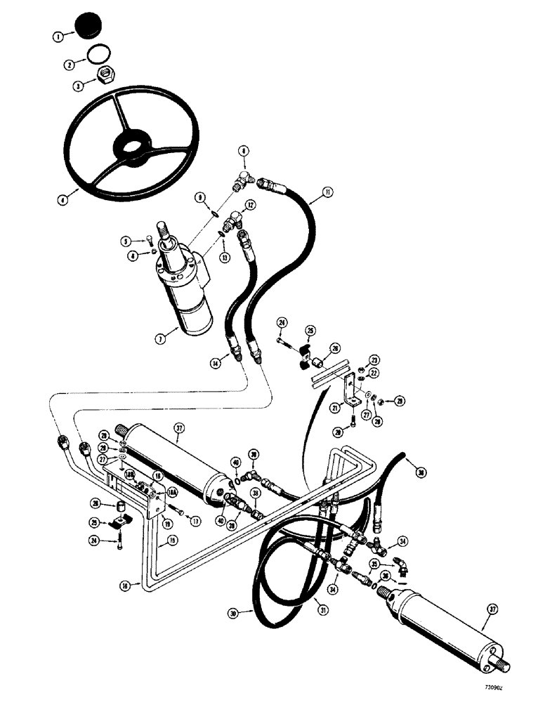 Схема запчастей Case 780 - (144) - STEERING HYDRAULIC CIRCUIT - VALVE TO CYLINDERS (05) - STEERING