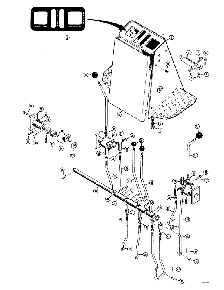 Схема запчастей Case 680CK - (174) - TWIN LEVER BACKHOE CONTROL (84) - BOOMS, DIPPERS & BUCKETS