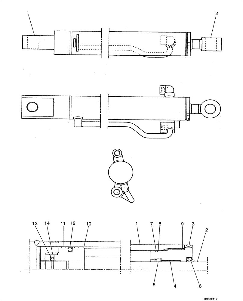 Схема запчастей Case CX14 - (08-55[00]) - CYLINDER ASSY, SPANNER (08) - HYDRAULICS