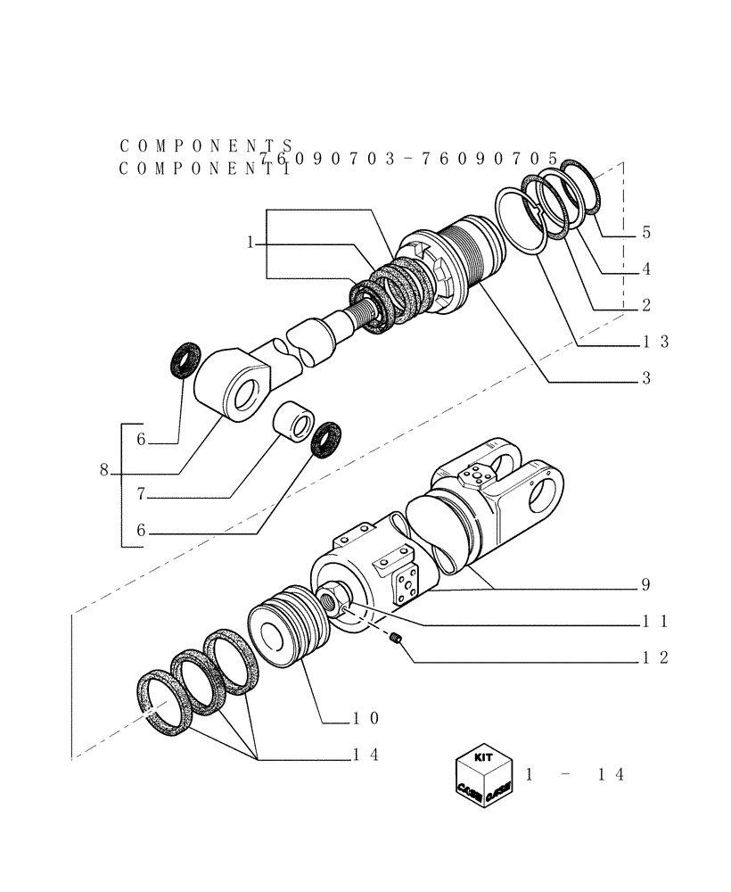 Схема запчастей Case 1850K - (9.522[05]) - RIPPER (PD) - LIFT CYLINDERS - OPTIONAL CODE 784115041 (19) - OPTIONS