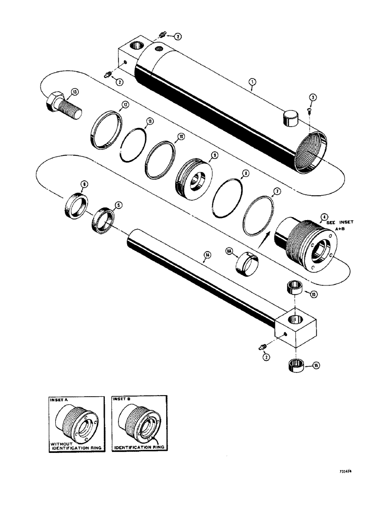 Схема запчастей Case 1500-SERIES - (142) - G32030 BUCKET CYLINDER, WITHOUT GLAND IDENTIFICATION RING SERVICE REPLACEMENT (35) - HYDRAULIC SYSTEMS