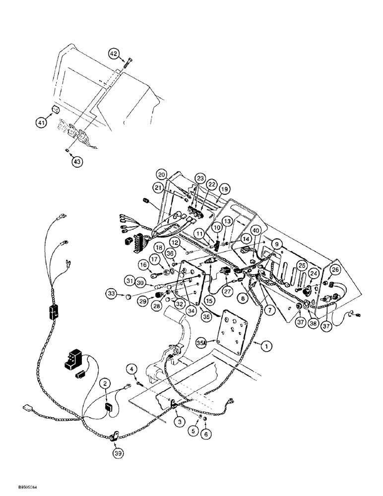 Схема запчастей Case 586E - (4-18) - ELECTRIC CIRCUIT, MAIN HARNESS AND INSTR. PANEL, MODELS W/O FLASHER LAMPS, P.I.N. 17020582 AND AFTER (04) - ELECTRICAL SYSTEMS