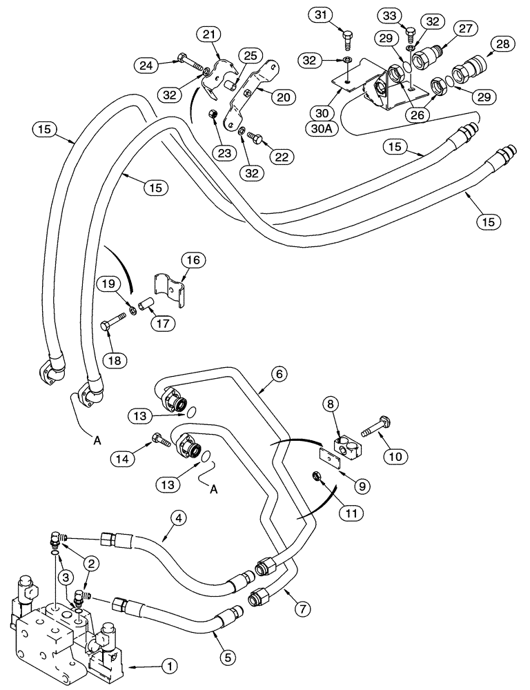 Схема запчастей Case 95XT - (08-43) - HYDRAULICS, ATTACHMENT - HIGH FLOW, GEAR, VALVE TO COUPLINGS (08) - HYDRAULICS