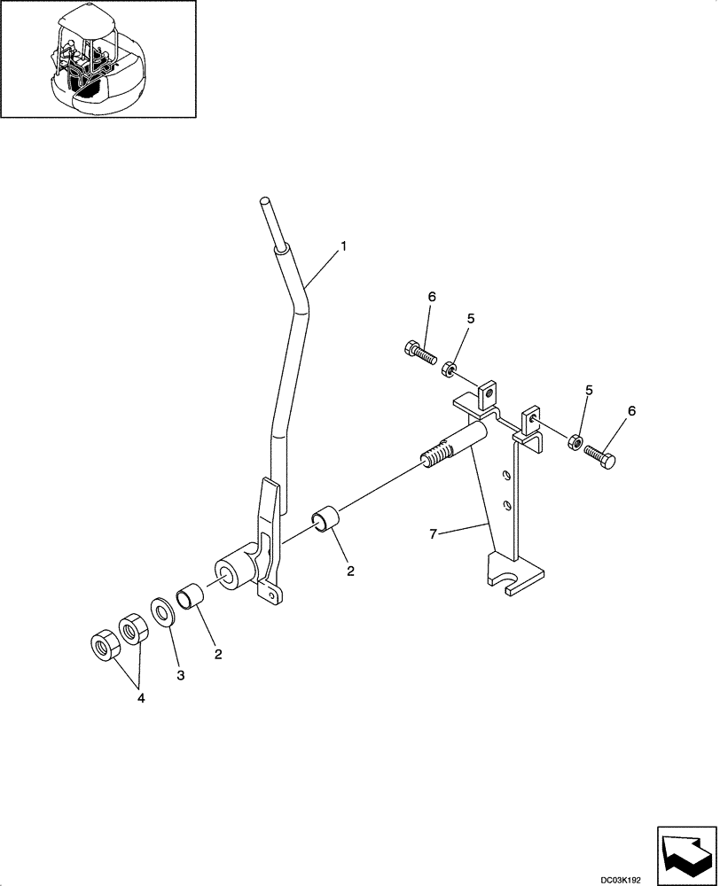 Схема запчастей Case CX47 - (09-29[00]) - LEVER ASSY - CANOPY (09) - CHASSIS/ATTACHMENTS